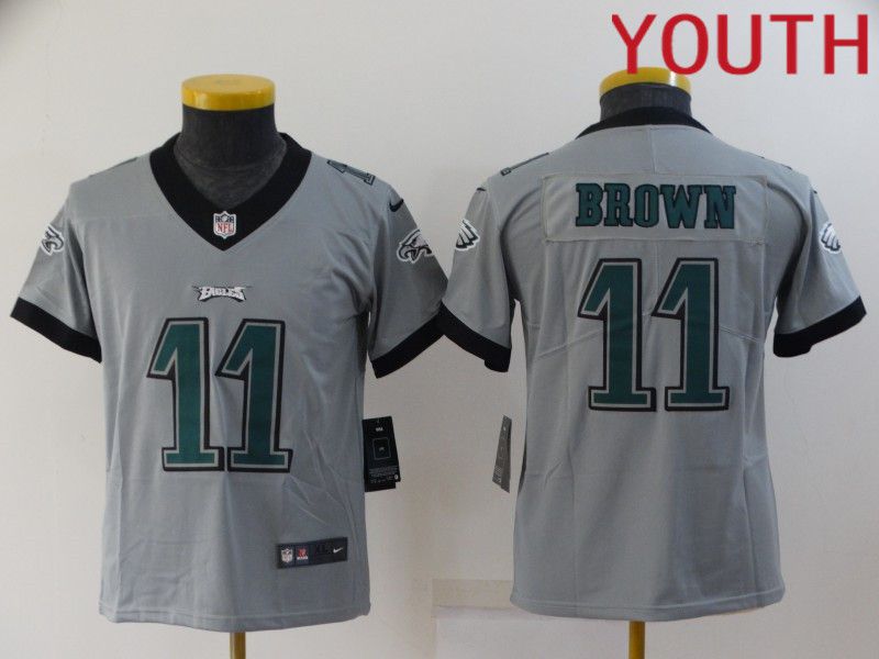 Youth Philadelphia Eagles #11 Brown Grey 2022 Nike Limited Vapor Untouchable NFL Jersey->youth nfl jersey->Youth Jersey